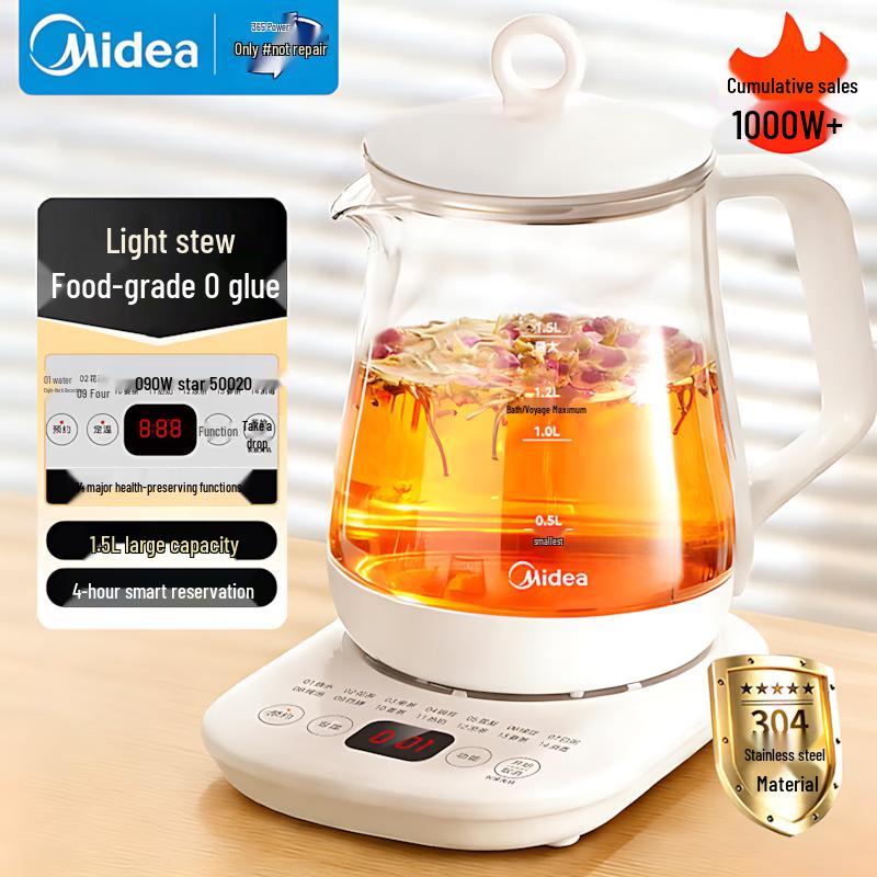 Midea Умный стеклянный оздоровительный чайник 1,5 л MK-Y12Q Штепсель CN (адаптер в комплекте)