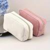 Women Cosmetic Bag Corduroy Solid Color Makeup Pouch Travel Portable Wash Toiletry Storage Bag Organizer Purse