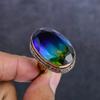 Natural Bi-Color Tourmaline Gemstone Handmade Copper Jewelry Ring Size 8 W3n69