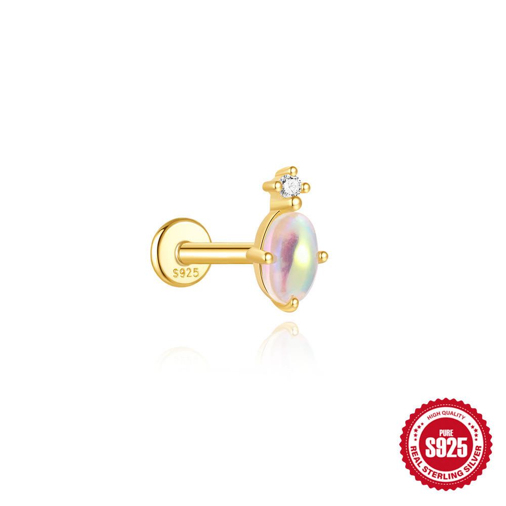 S925 стерлингового серебра мода капли воды опал конский глаз плоское дно пирсинг ногти женские универсальные серьги-гвоздики ушные косточки