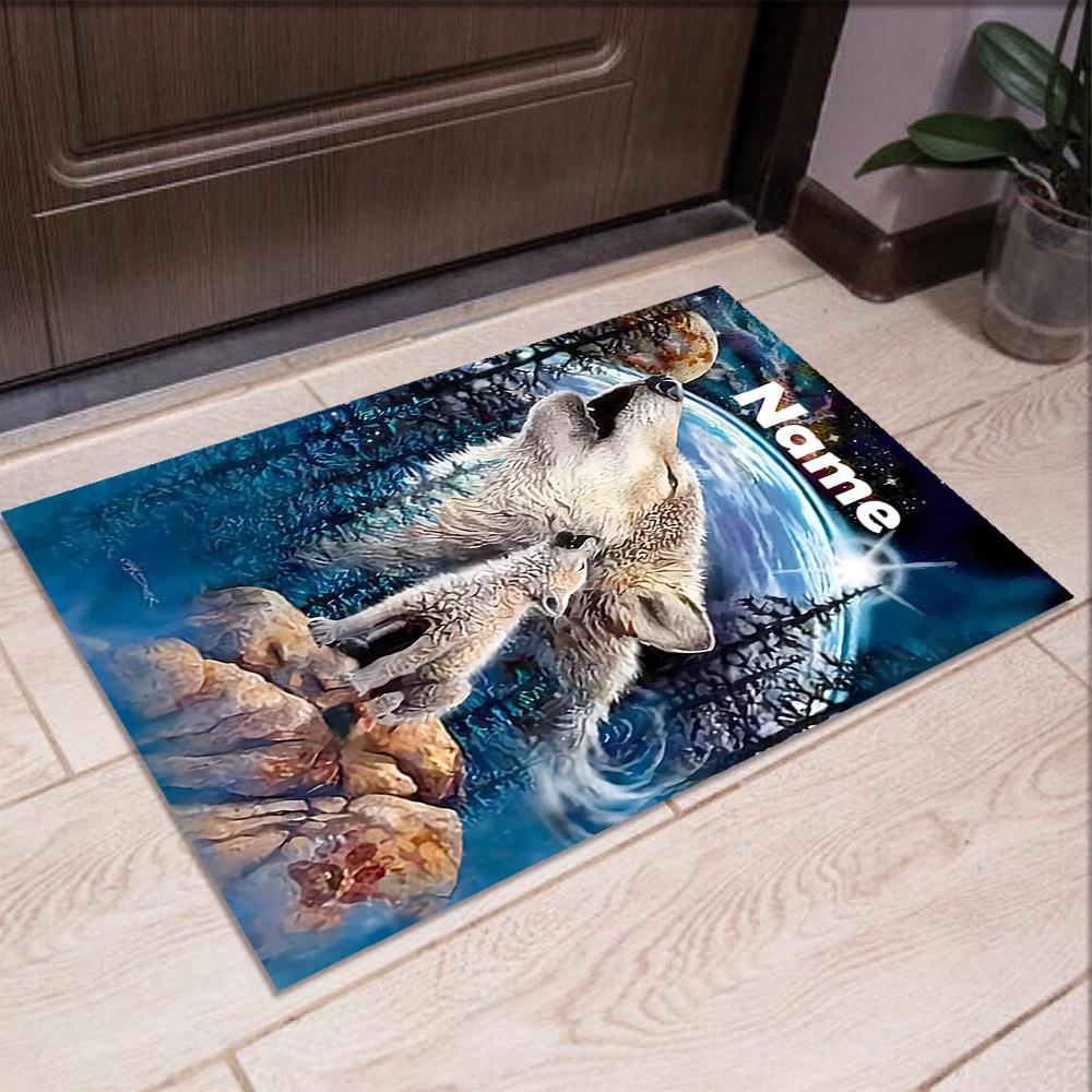 Custom Name Wolf Printed Carpet,Rug for Office Chair Living Room Bedroom Kitchen Room Decor Gifts.