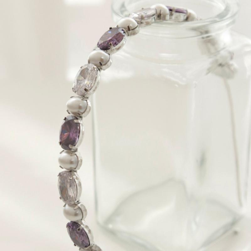 J.Lauren Жемчужно-фиолетовый кубический тонкий ободок для волос H0827