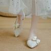 2025 Autumn Versatile Evening Wind Gentle Shoes Bow Xiaoxiangfeng Single Shoes Bridesmaid Shoes Flat Doudou Shoes Women
