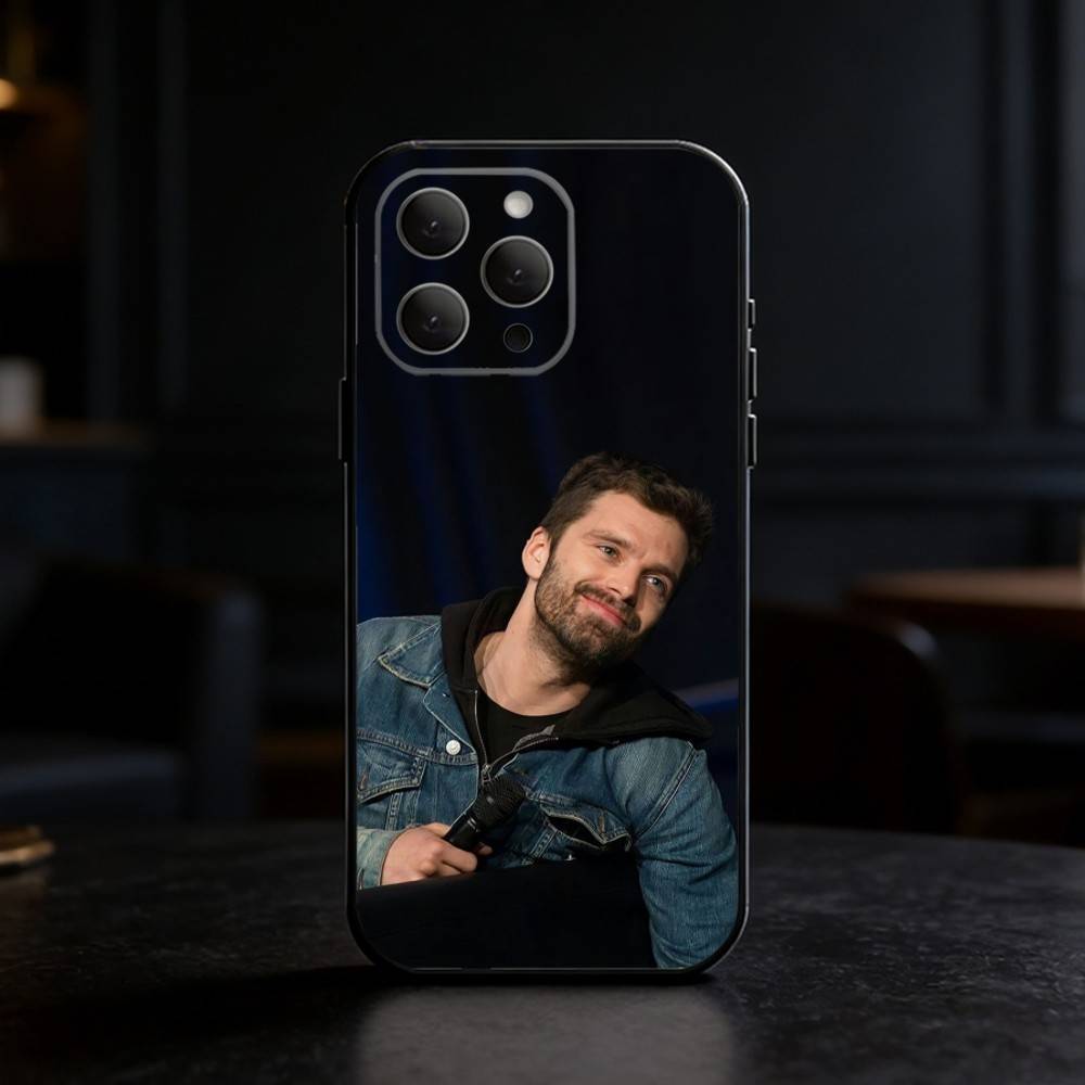 Actor S-Sebastian Stan Phone Case For iPhone 17,16,15,14,13,12,11 Plus,Pro Max,SE4Soft Silicone Black Cover