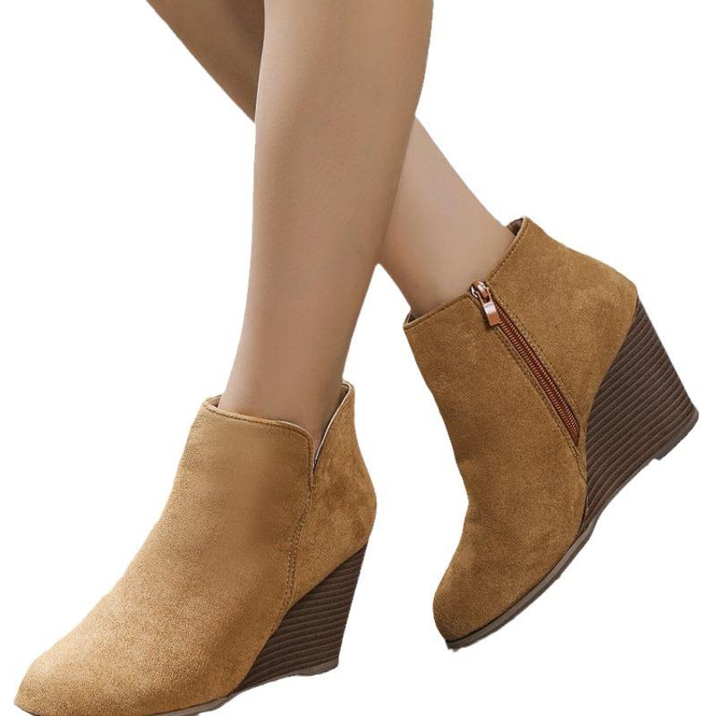 Осенние и зимние новые ботильоны на танкетке для женщин Винтажные ботинки Martin Ботинки Челси Женская обувь больших размеров