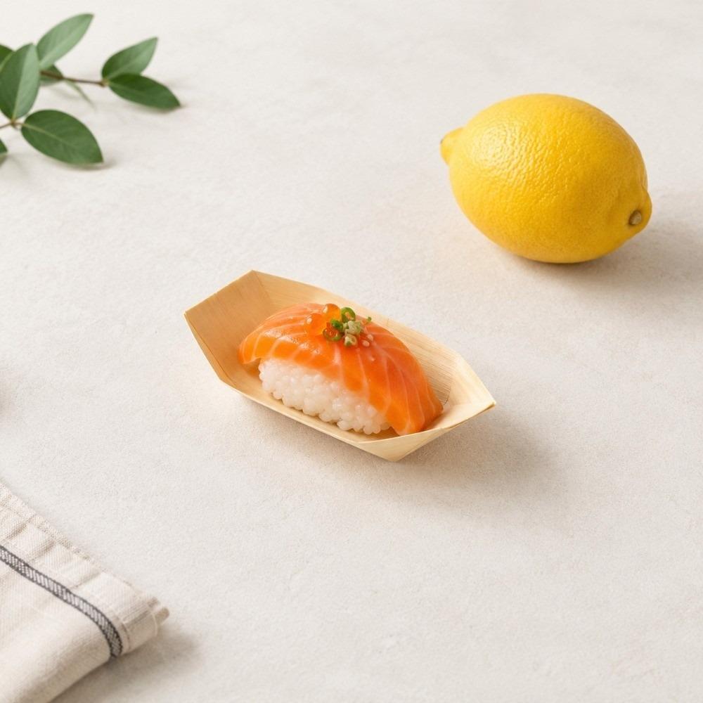 100Pcs Wood Grain Sushi Boat Trays Mini Size Mini Trays Practical Sushi Boats Sashimi Appetizers