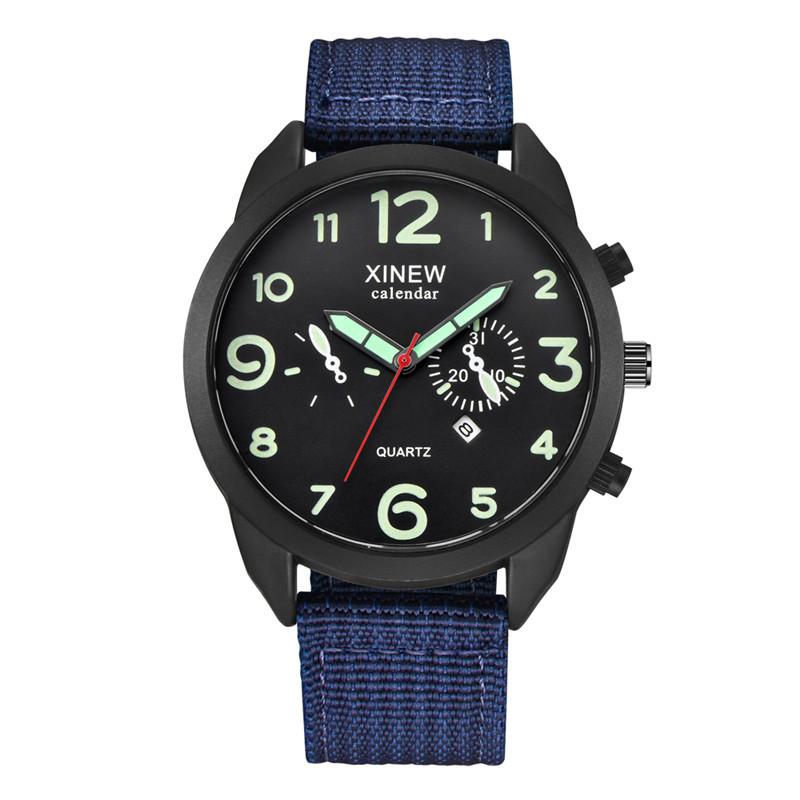Montre Homme XINEW Brand Men Watches Students Boys Casual Nylon Band Military Date Quartz Watch Reloj Hombre Relogio Masculino