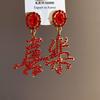 Fashion Jewelry Chinese New Year Earrings Rhinestone Red Drop Earrings  Women New Year Gift