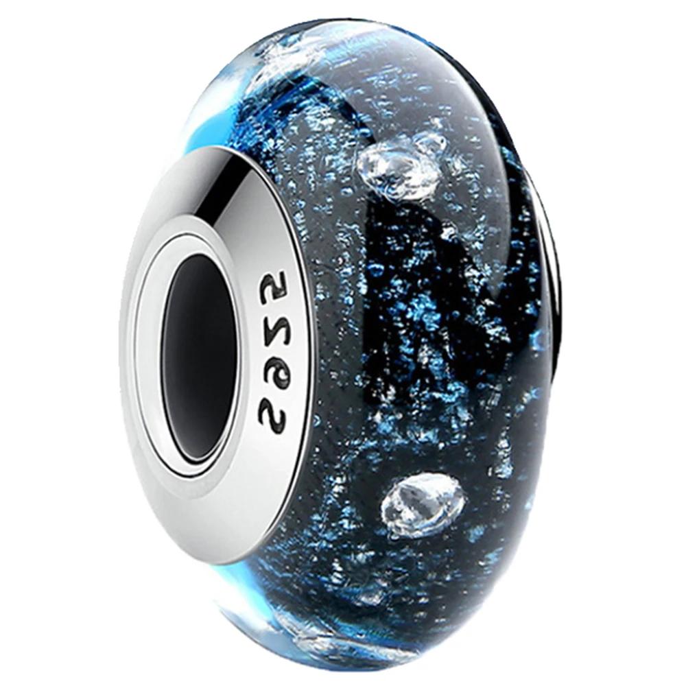 Новые оригинальные медные бусины-шармы из муранского стекла в виде цветка и листа, космическая радуга, для браслета, сделай сам, женские ювелирные изделия, подарок