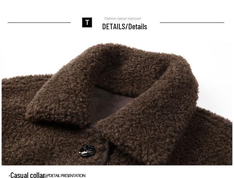 Double-sided Men's Shearling Coat - Winter Casual Single-Breasted Fleece Jacket for Middle-aged and Young Men