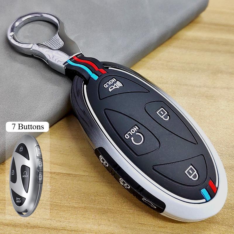 Zinc Alloy + Silicone Car Key Case Fob Cover For Hyundai Kona Ev Grandeur GN7 IONIQ 6 2023 2024 2025 5 7 Buttons Remote Key