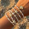 Bohemian Multilayer Shell Bracelets Starfish Wrap Charm Hand Chain New Conch Beaded Bangles  Gifts