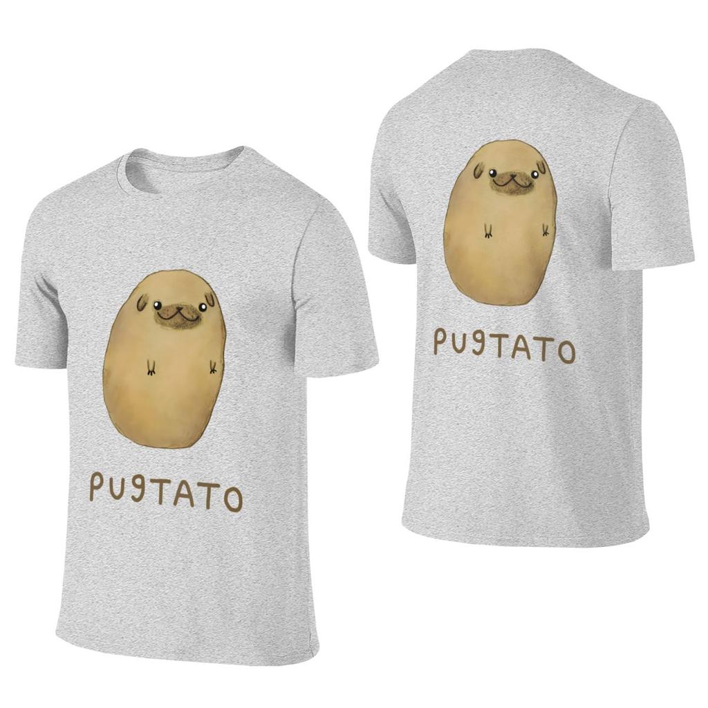 Pugtato Simple Reversible Tshirt Light Commuting Atmosphere Basic Tee