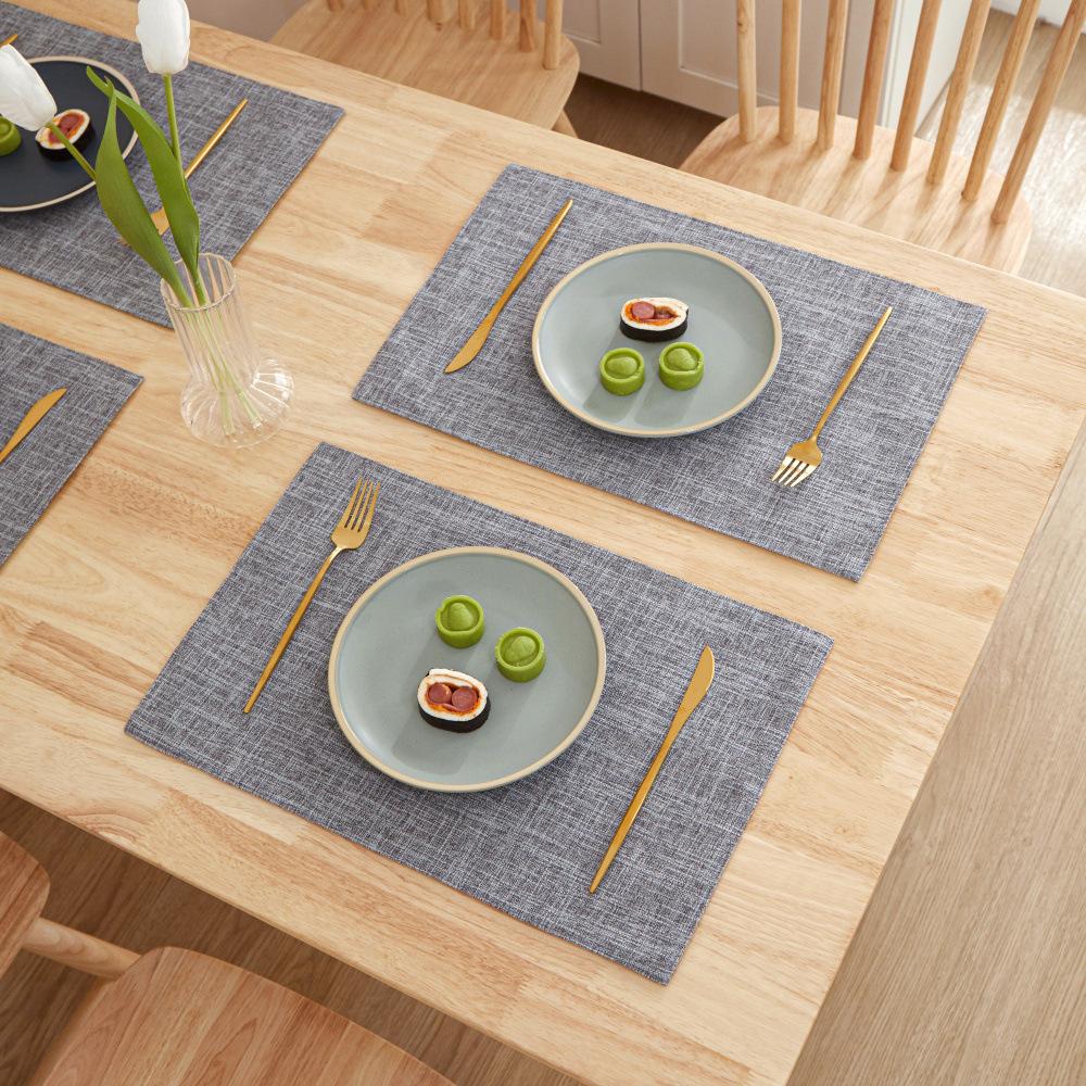 2pcs Scandinavian Ins Style Linen Solid Colour Placemats Fabric Heat Insulation Table Mats Western Food Coasters Napkins