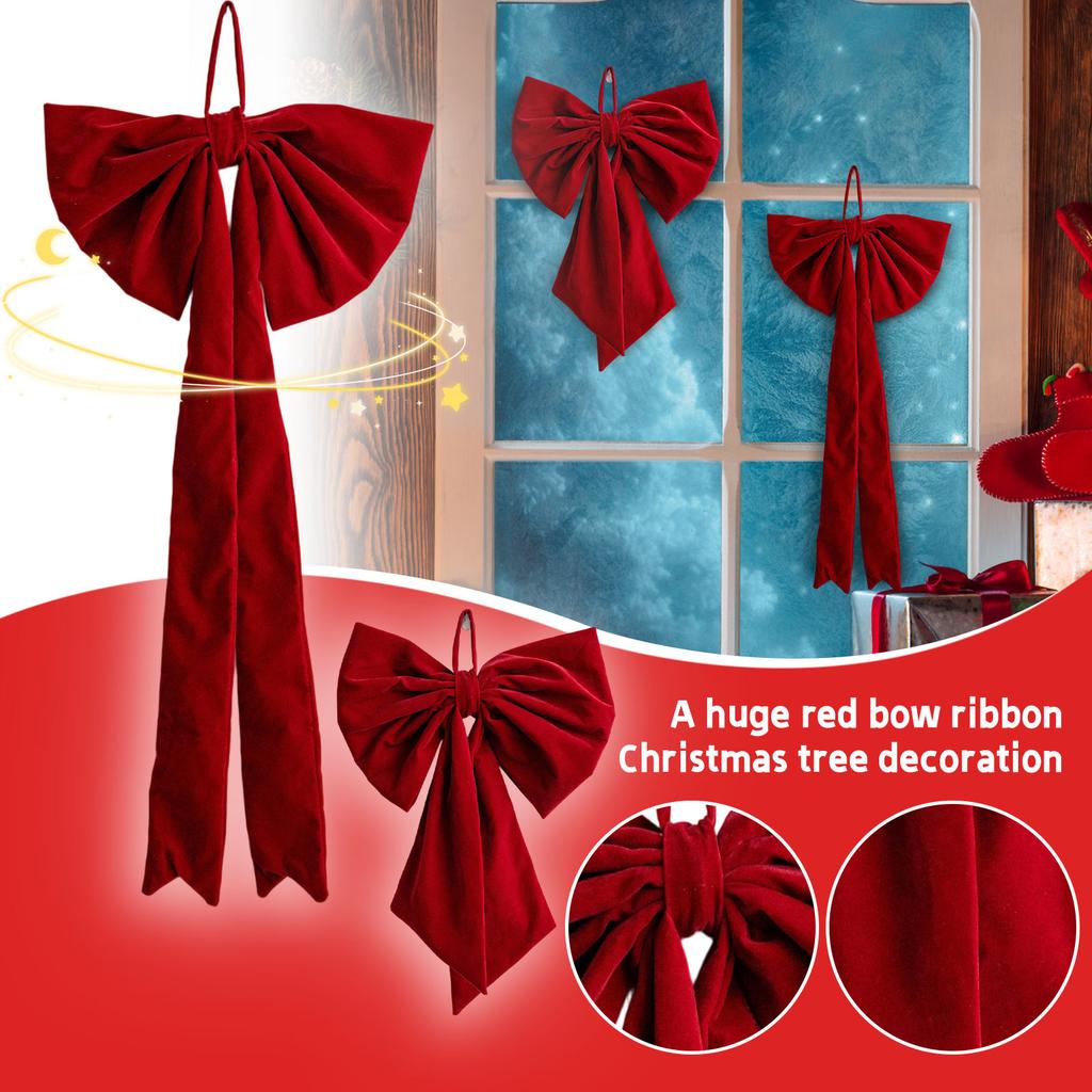 Christmas Red Oversized Bow Ribbon Christmas Tree Decoration