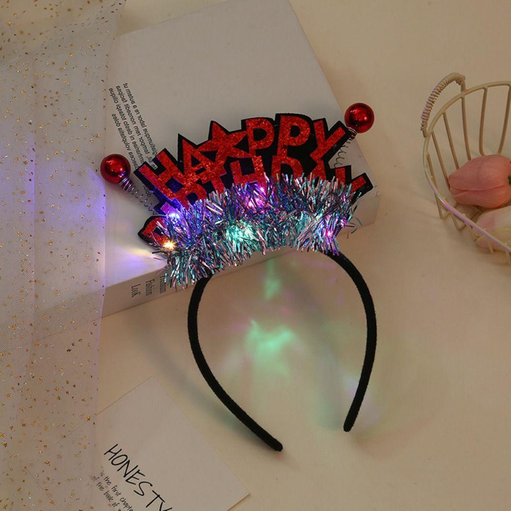 Luminous LED Light Hair Hoop Plastic Ball Children Birthday Hair Bands  Female/Children