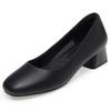 Single Shoes Women's Autumn New Versatile One-pedal Soft Sole Light Mouth Thick Heel Low Heel Work Shoes Black Small Leather Shoes