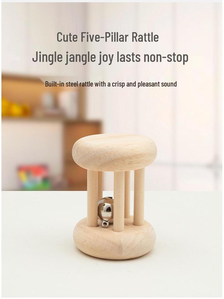 Montessori Wooden Baby Teething Rattle Set - 6 Educational Toys