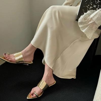 2024 Новые летние модные сандалии на плоской подошве с острым носком на тонком низком каблуке женские тапочки повседневные сандалии шлепанцы обувь