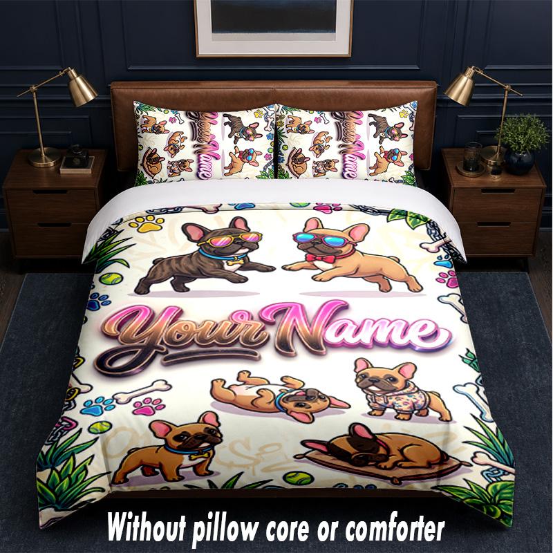 Other Similar Designs Theme Custom Text Or Name 3Pcs Bedding Set,1 Flat Sheet & 2 Pillowcases Personalized Home Bedding