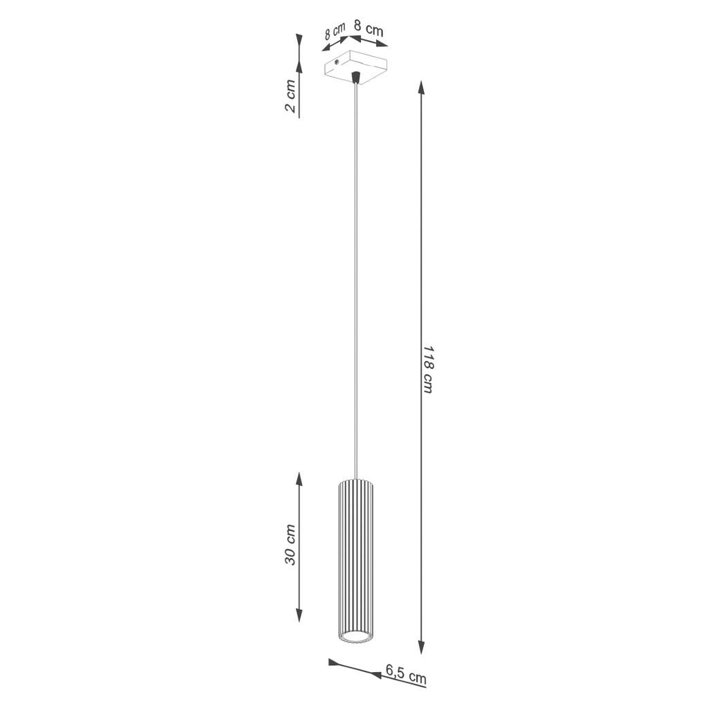 Modern white fluted tube pendant lamp for bedroom, kitchen, island, 1xGU10 10W KARBON Sollux Lighting