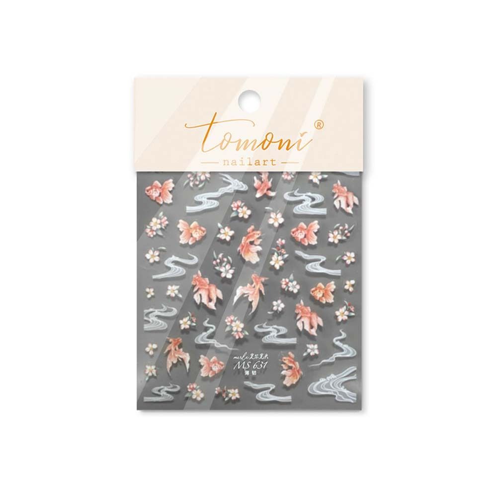 Золотая рыбка Океан Наклейки для ногтей Блестящие стеклянные дельфины Цветы Наклейки для ногтей Леди/Девочки