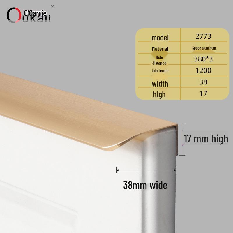 Oukali Curved Invisible Edge Aluminum Cabinet and Wardrobe Handle
