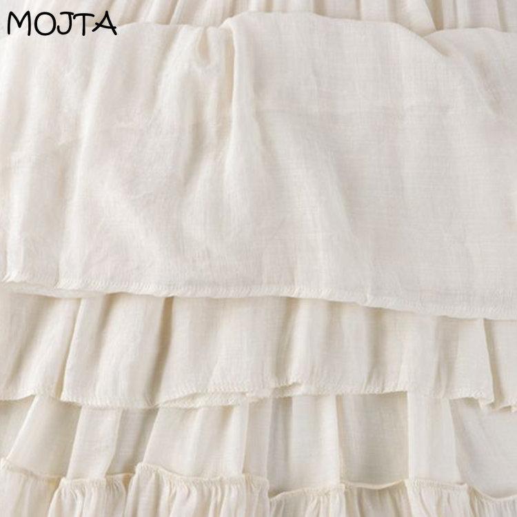 MOJTA Mid Skirt Spring Summer Women's Elastic High Waist Skirt A-line Skirt