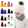 Mommy And Me Hats Parent-Child Knitted Earflap Cap Mother Baby Knit Hat Pompoms Winter Hat