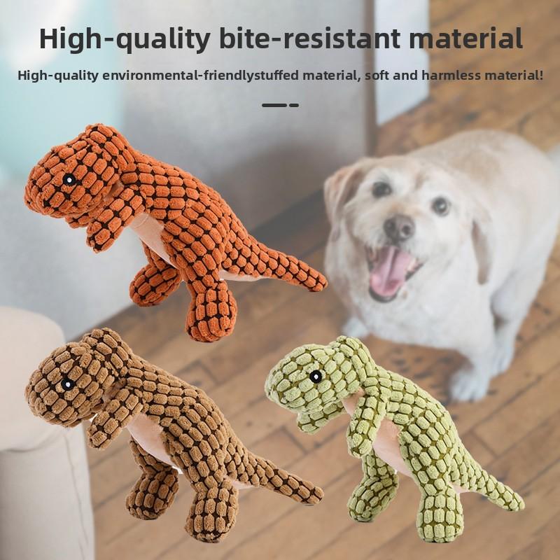 Indestructible Robust Dino Plush, Squeaky Durable Dog Chew Toys for Aggressive Chewers, Interactive for Boredom
