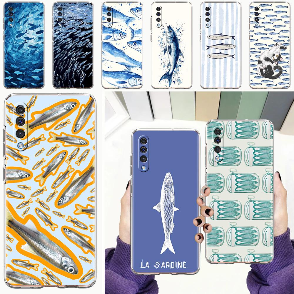 Чехол для Samsung A56 A36 A26 A24 A16 A14 A12 A32 A50 A70 A22 A40 A34 A54 A42 A52 5G A04s A06 Крышка Сардины водный продукт