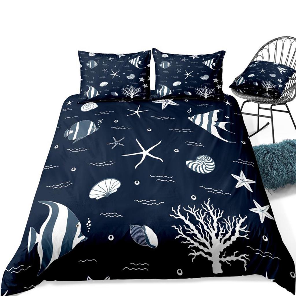 3шт Starfish пододеяльник комплект стеганое одеяло Fish покрывало коралловый домашний текстиль дети подростковый комплект королевской кровати Sea Dropship пляжный комплект постельного белья Ocean Wave