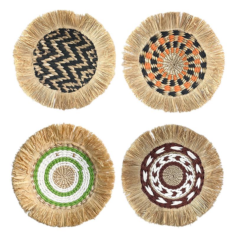 Round Grass Weaving Ornament Circular Wall Hanging Wall Decoration