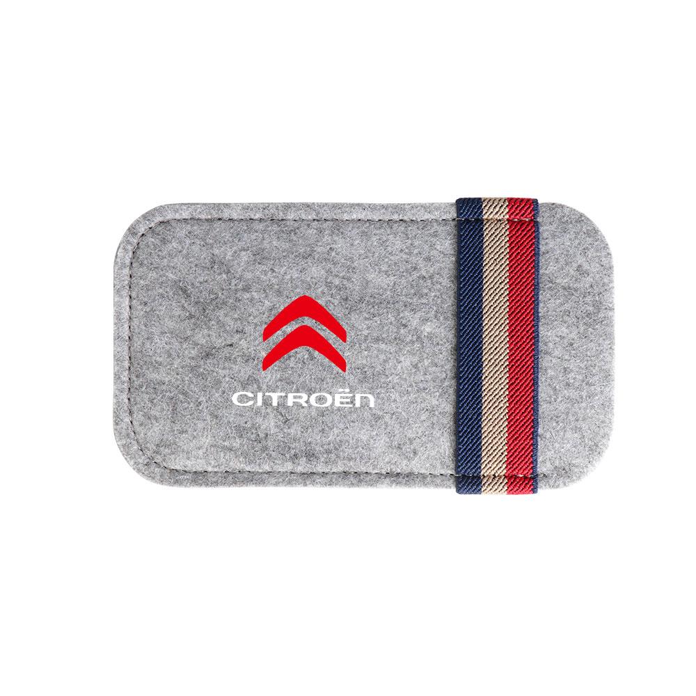 URXE5 1pc Felt Car Sunglasses Organizer Bag Eyeglass Storage Clip For Citroen C1 C2 C3 C4 C4L C6 C5 VTS DS5 Auto Accessories Styling