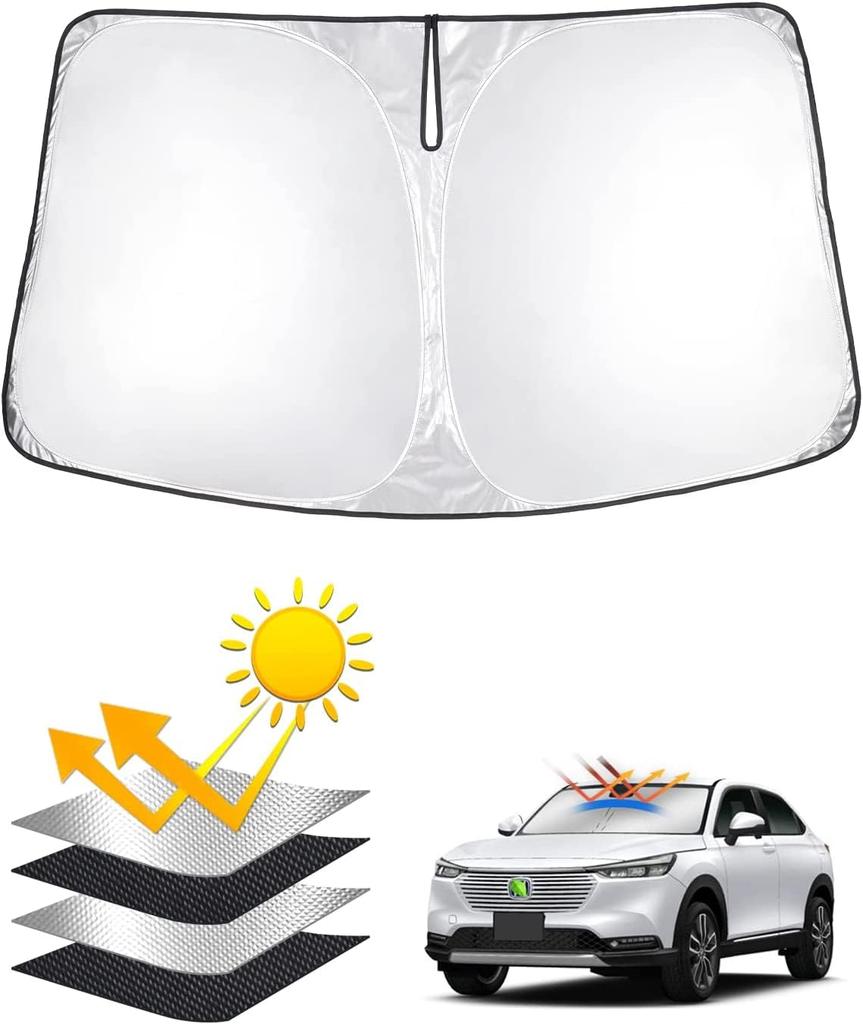 AUTO SPEC Front Sunshade for Honda New Vezel RV Blackout Front Designed for April 2021 and UV Sun Heat Easy Installation and Includes Storage Interior