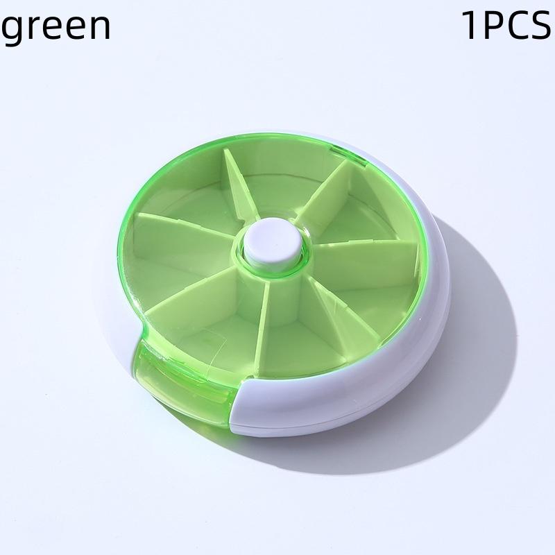 Seven Grid Round Medicine Box One Week Medicine Box Portable Rotating Packaging Fruit Medicine Box Portable Mini Box for Carryin