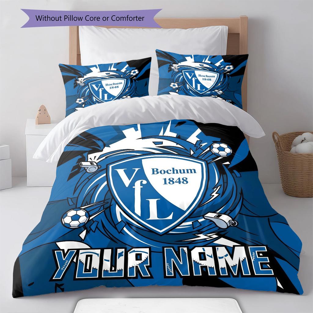 Custom Name VfL Bochum Pattern Bedding Quilt Set Home Decoration Gift (1 * duvet cover + 2 * pillowcase without core)