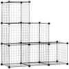 Metal Cube Shelf, Adjustable Cube Cabinet for Clothes, Books, Toys, Flexible, 109L x 37W x 109H cm, Black