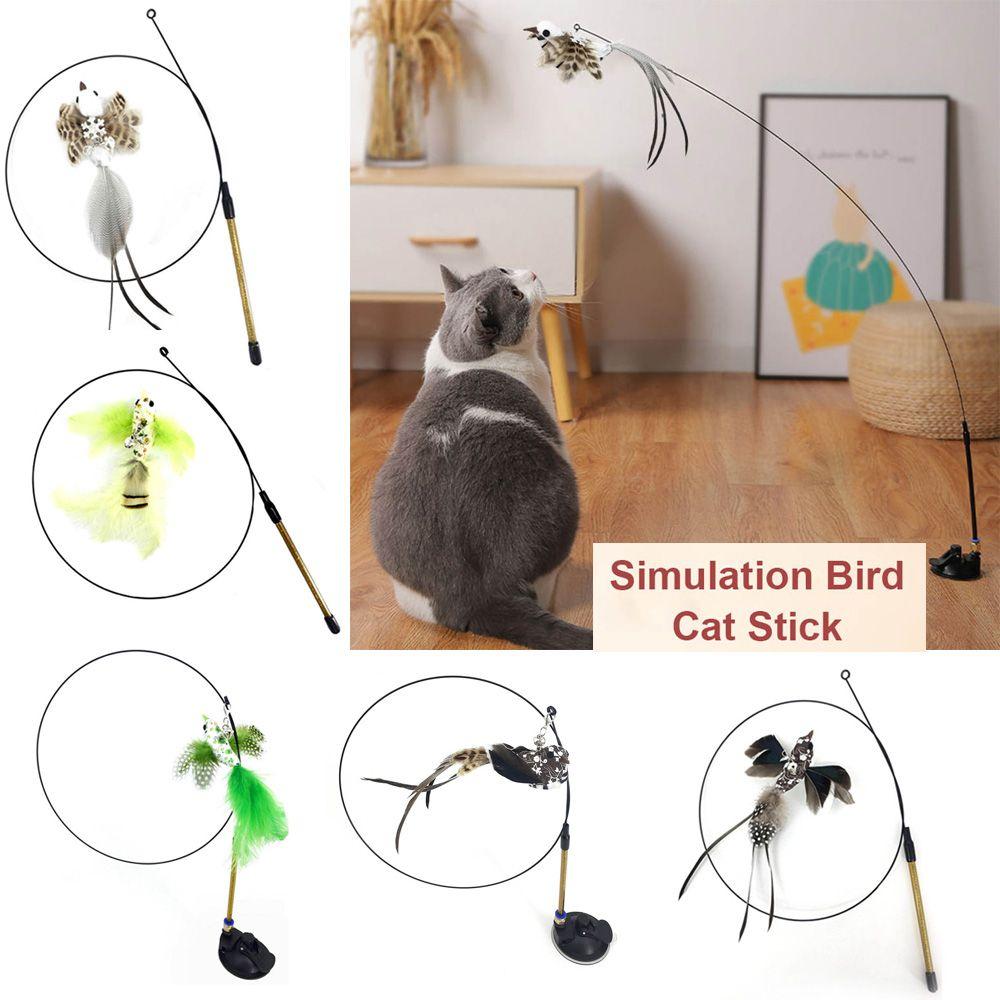 Play Pet Supplies Simulation Bird Stick Toy Wire Chaser Wand Cat Kitten Toys Teaser Feather