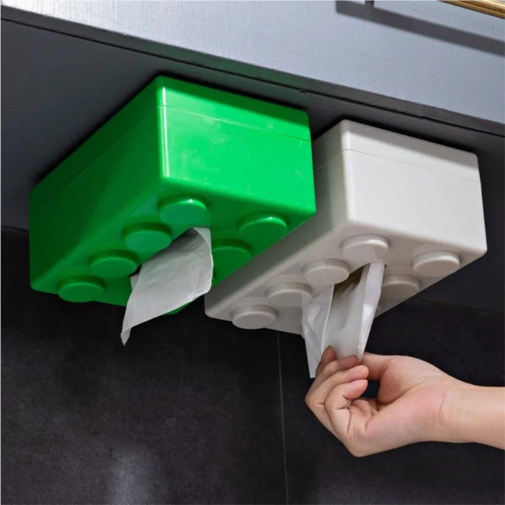 Removable Paper Holder ABS Tissue Storage Container Building Block Shaped Tissue Box