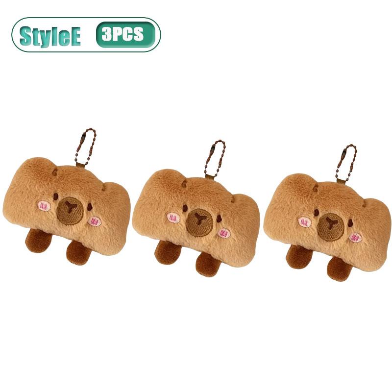 1-10PCS Adorable Capybara Plushie Keyring Funny Bread Topper Anime Style Fluffy Hanging Toy Cute Food Decor For Teens