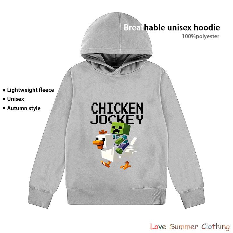 Худи Minecraft Chicken Jockey для мальчиков и девочек 4-14 лет, HD-принт, 100% полиэстер, геймерский пуловер, повседневная детская толстовка, осенняя коллекция, множество цветов, оптовая скидка.