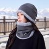Зимний новый набор: шапка и шарф, флис, утолщенный, для езды на велосипеде, теплая, снежная шапка, уличная, защита от холода, шапка-пуловер