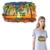 Palm Beach Iron On Patch Summer T-Shirt Clothes Stickers Diy Heat Press Appliqued Parches Ropa Thermo Transfer Patch Fashion