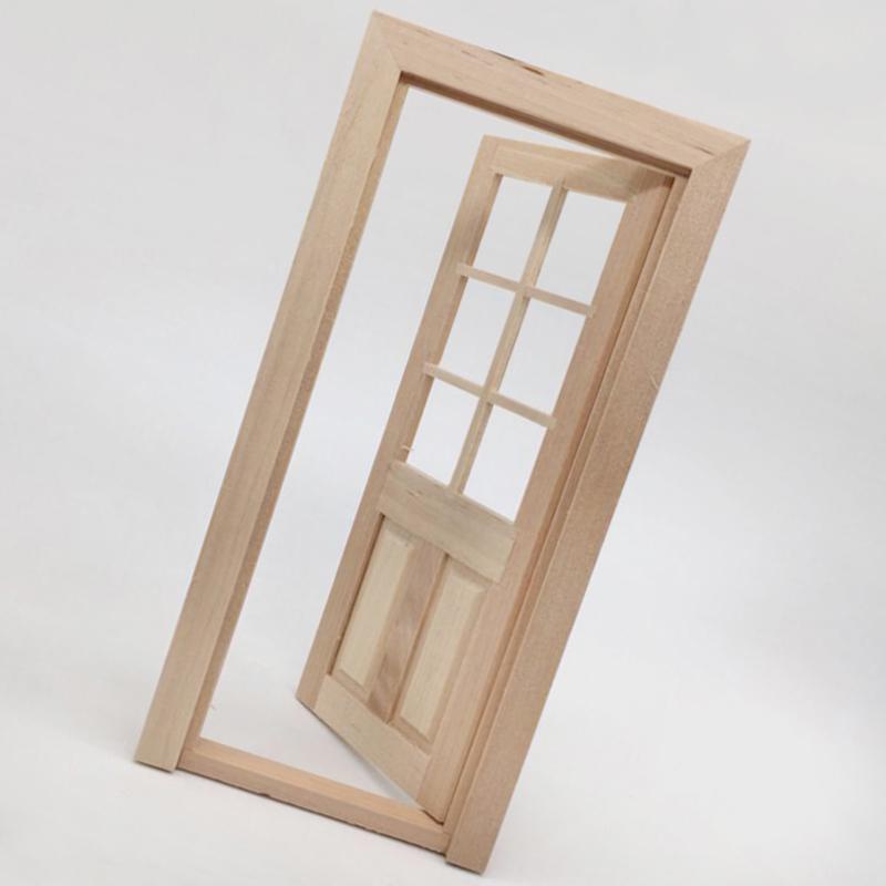 1/12 Кукольный домик Миниатюрная деревянная дверь Неокрашенные аксессуары для самостоятельного изготовления Модель Игрушки