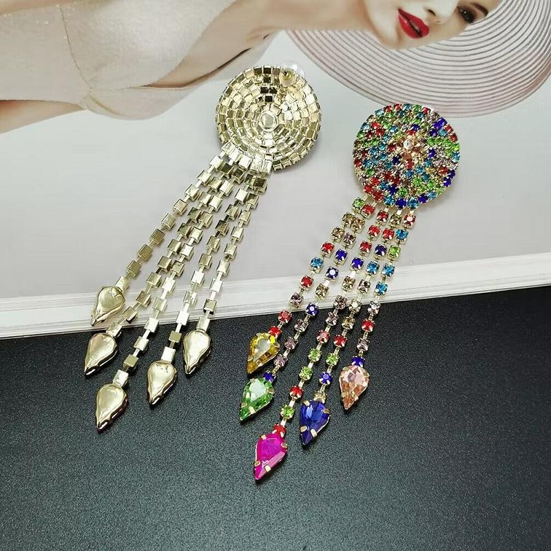 Винтажные этнические геометрические серьги-кисточки с каплями воды для женщин, элегантные длинные висячие серьги в стиле бохо со стразами и цветком-облаком