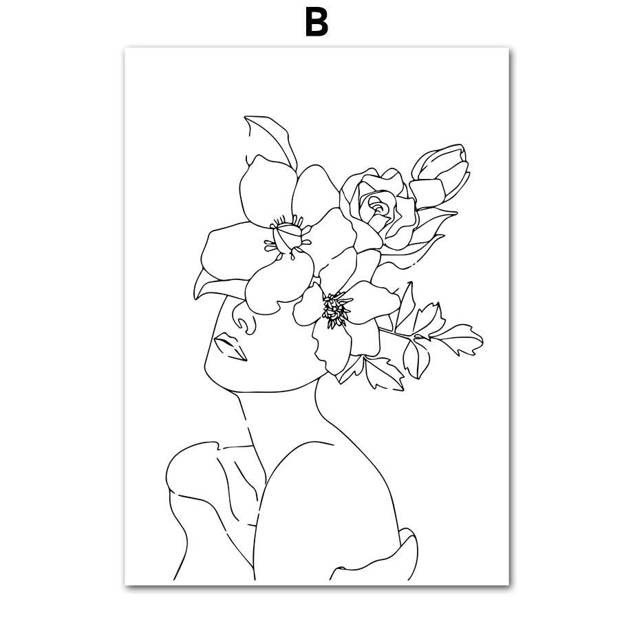 Woman Abstract Lines Minimalism Flower Lips Posters Prints Canvas Painting Nordic Wall Art Pictures Living Room Home Decor