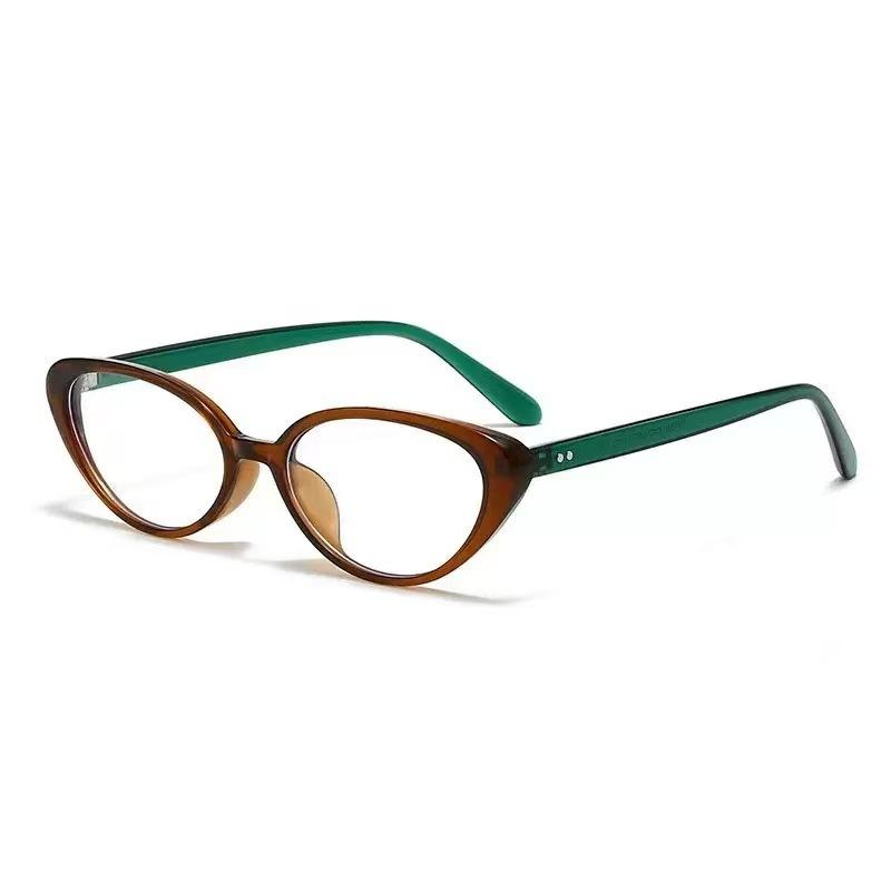 Retro Burgundy Cat Glasses, Niche Oval Frame Women's Decorative Glasses, Daily Plain Wear Glasses