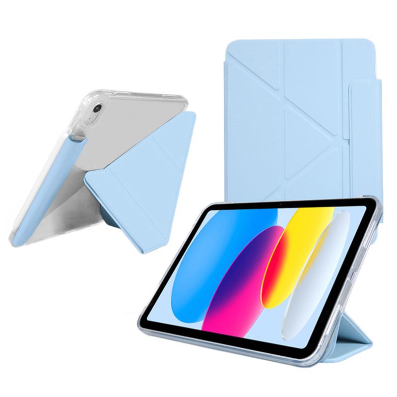Для iPad Эйр 11 (2025)/(2024) Чехол-подставка Оригами из ПУ кожи с прозрачной задней крышкой для планшета с держателем для карандаша