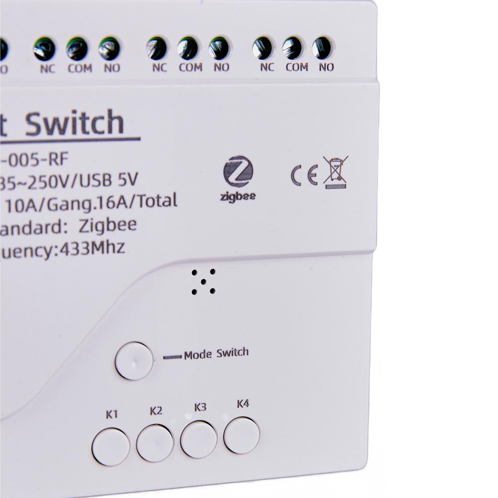 Zigbee 3.0 Tuya Умный 4-канальный WiFi релейный переключатель с 433 МГц и голосовым управлением, 220 В